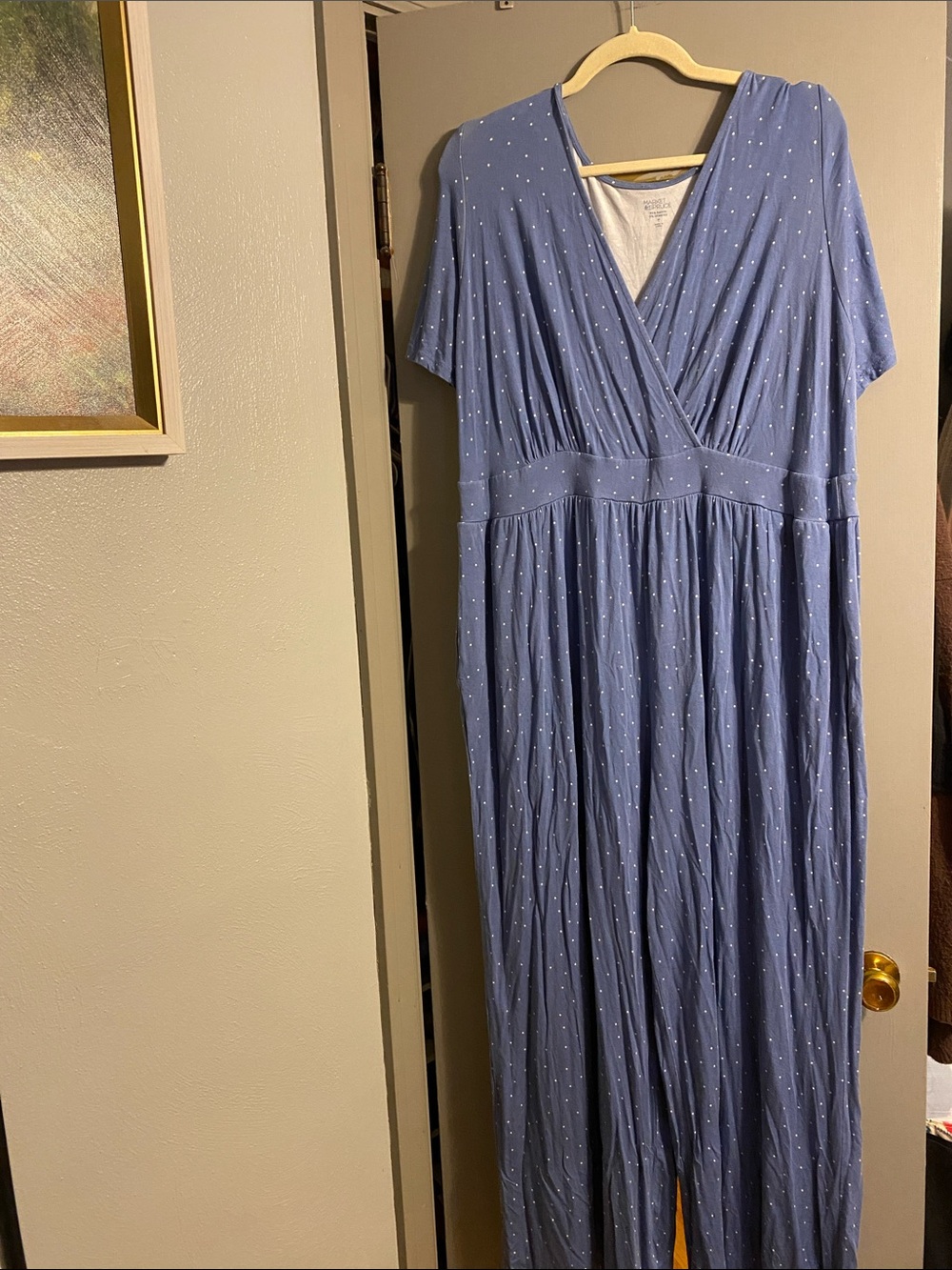 Market & Spruce Blue Polka Dot Wrap-Style Maxi Dress